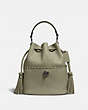 COACH®,LORA BUCKET BAG WITH WHIPSTITCH DETAIL,Leather,Medium,Pewter/Light Fern,Front View