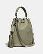 COACH®,LORA BUCKET BAG WITH WHIPSTITCH DETAIL,Leather,Medium,Pewter/Light Fern,Angle View