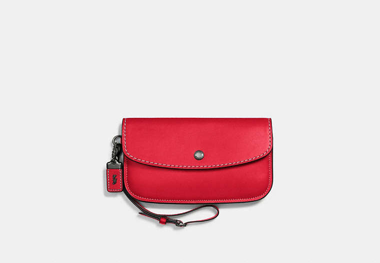COACH®,CLUTCH IN GLOVETANNED LEATHER,Cuir,Cuivre Noir/Rouge 1941,Front View