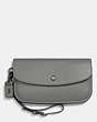 COACH®,CLUTCH IN GLOVETANNED LEATHER,Cuir,étain/Gris Chiné,Front View