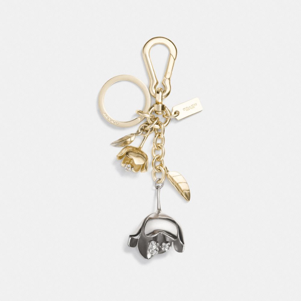 Coach Loop Bag Charm In Light Gold/blossom