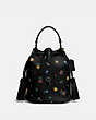 COACH®,LORA BUCKET BAG WITH WILDFLOWER PRINT,Pebble Leather,Pewter/Black,Front View