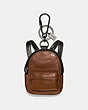 COACH®,BACKPACK CHARM,Leather,BLACK/DARK SADDLE,Front View