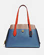 COACH®,LORA CARRYALL IN COLORBLOCK,Leather,Brass/Lake Multi,Front View