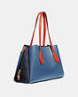 COACH®,LORA CARRYALL IN COLORBLOCK,Leather,Brass/Lake Multi,Angle View