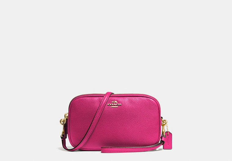 COACH®,SADIE CROSSBODY CLUTCH,Leather,Light Gold/Cerise,Front View