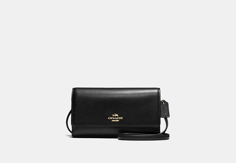 COACH®,PHONE CROSSBODY,Leather,Light Gold/Black,Front View