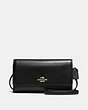COACH®,PHONE CROSSBODY,Leather,Light Gold/Black,Front View