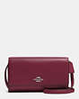 COACH®,PHONE CROSSBODY,Leather,Silver/BURGUNDY,Front View