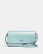COACH®,PHONE CROSSBODY,Leather,Silver/Light Turquoise,Front View