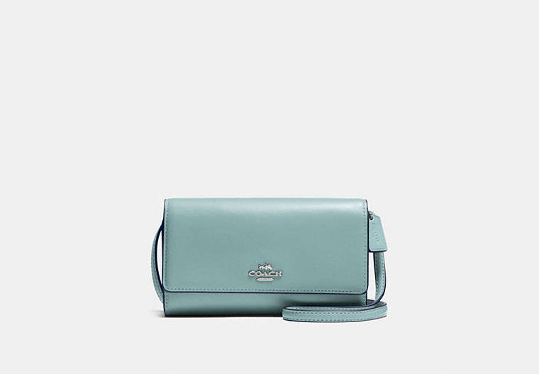 COACH®,PHONE CROSSBODY,Leather,Silver/Cloud,Front View