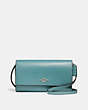 COACH®,PHONE CROSSBODY,Leather,Silver/Marine,Front View