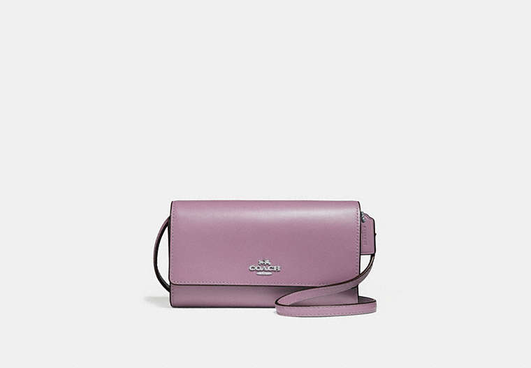 COACH®,PHONE CROSSBODY,Leather,Silver/Jasmine,Front View