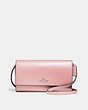 COACH®,PHONE CROSSBODY,Leather,Silver/Peony,Front View