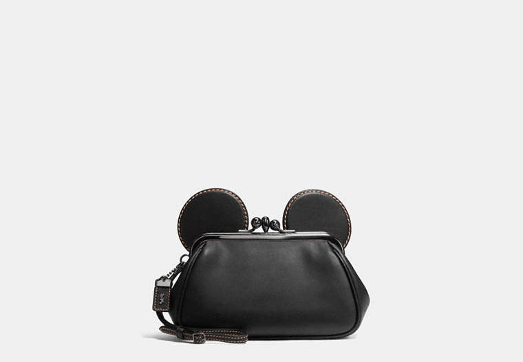 Mickey Kisslock Wristlet In Smooth Leather
