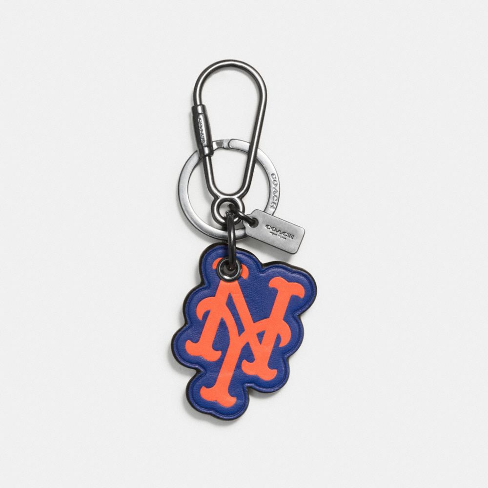 COACH®,MLB KEY RING,Leather,NY METS,Front View