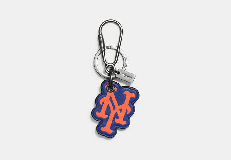 COACH®,MLB KEY RING,Leather,NY METS,Front View