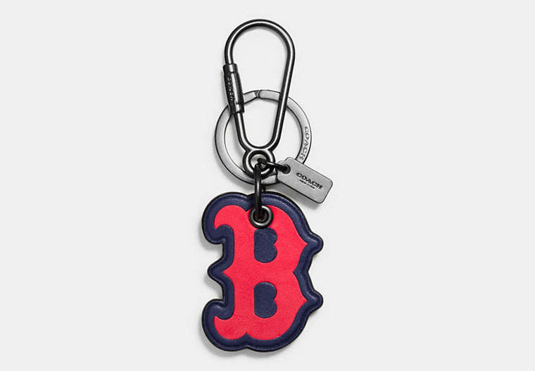 COACH®,MLB KEY RING,Leather,Bos Red Sox,Front View