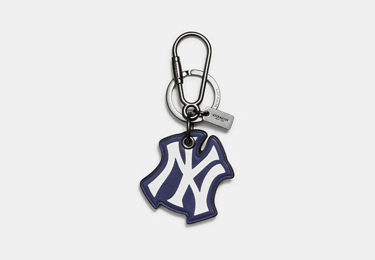 COACH®,MLB KEY RING,Leather,NY YANKEES,Front View