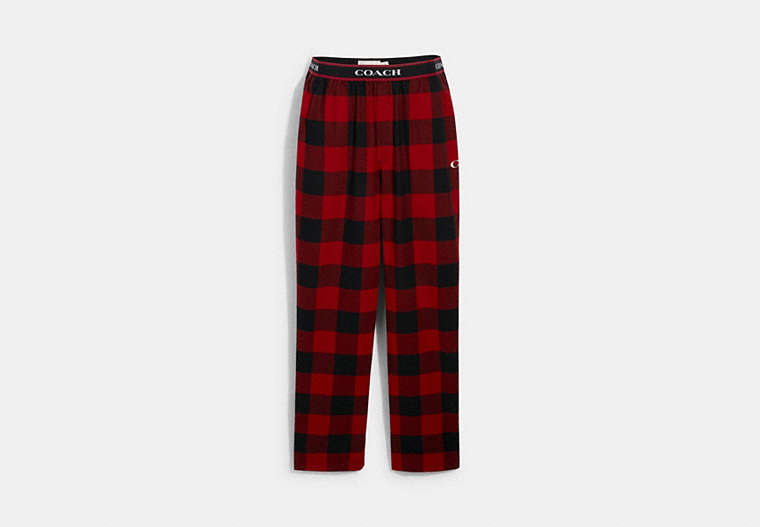 COACH®,FLANNEL PAJAMA PANTS,n/a,Cherry Buffalo Plaid,Front View