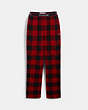 COACH®,FLANNEL PAJAMA PANTS,n/a,Cherry Buffalo Plaid,Front View