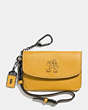 COACH®,MICKEY ENVELOPE KEY POUCH IN GLOVETANNED LEATHER,Leather,Dark Gunmetal/Flax,Front View