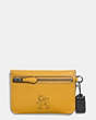 COACH®,MICKEY ENVELOPE KEY POUCH IN GLOVETANNED LEATHER,Leather,Dark Gunmetal/Flax,Angle View