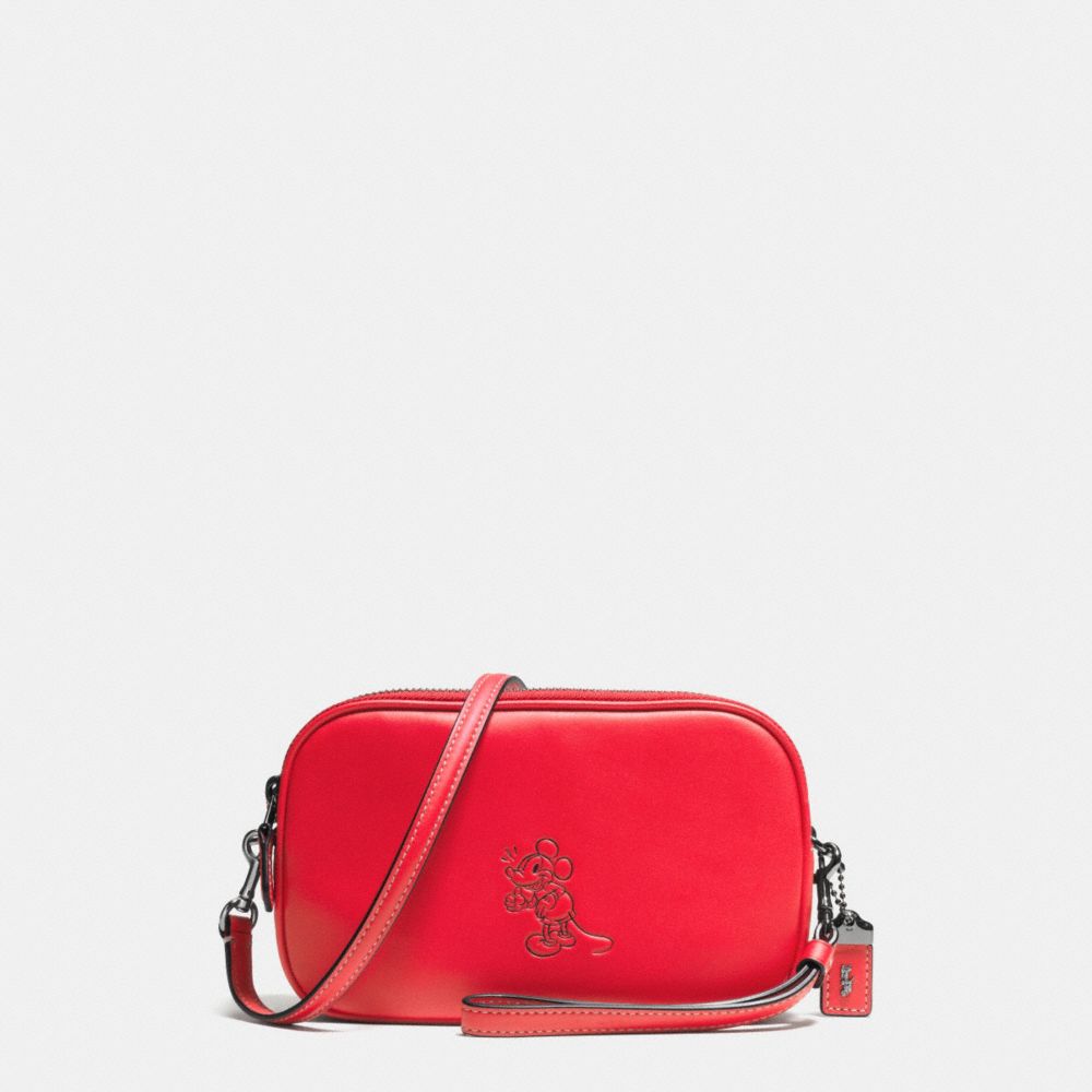 COACH®,MICKEY CROSSBODY CLUTCH IN GLOVETANNED LEATHER,Leather,1941 Red/Dark Gunmetal,Front View