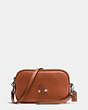 COACH®,MICKEY CROSSBODY CLUTCH IN GLOVETANNED LEATHER,Leather,Gunmetal/1941 Saddle,Front View