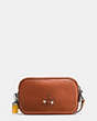 COACH®,MICKEY CROSSBODY CLUTCH IN GLOVETANNED LEATHER,Leather,Gunmetal/1941 Saddle,Angle View