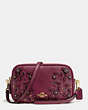 COACH®,WILLOW FLORAL CROSSBODY CLUTCH IN PEBBLE LEATHER,Leather,Light Gold/Burgundy,Front View