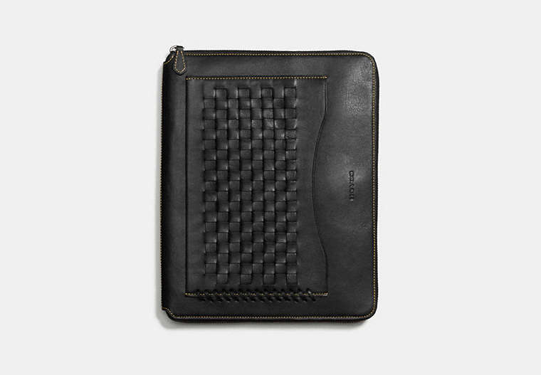COACH®,RIP AND REPAIR TECH CASE IN SPORT CALF LEATHER,Leather,Black,Front View