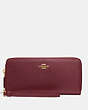 COACH®,CONTINENTAL WALLET,Pebble Leather,Mini,Brass/Wine,Front View