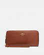 COACH®,CONTINENTAL WALLET,Pebble Leather,Mini,Gold/1941 Saddle,Front View