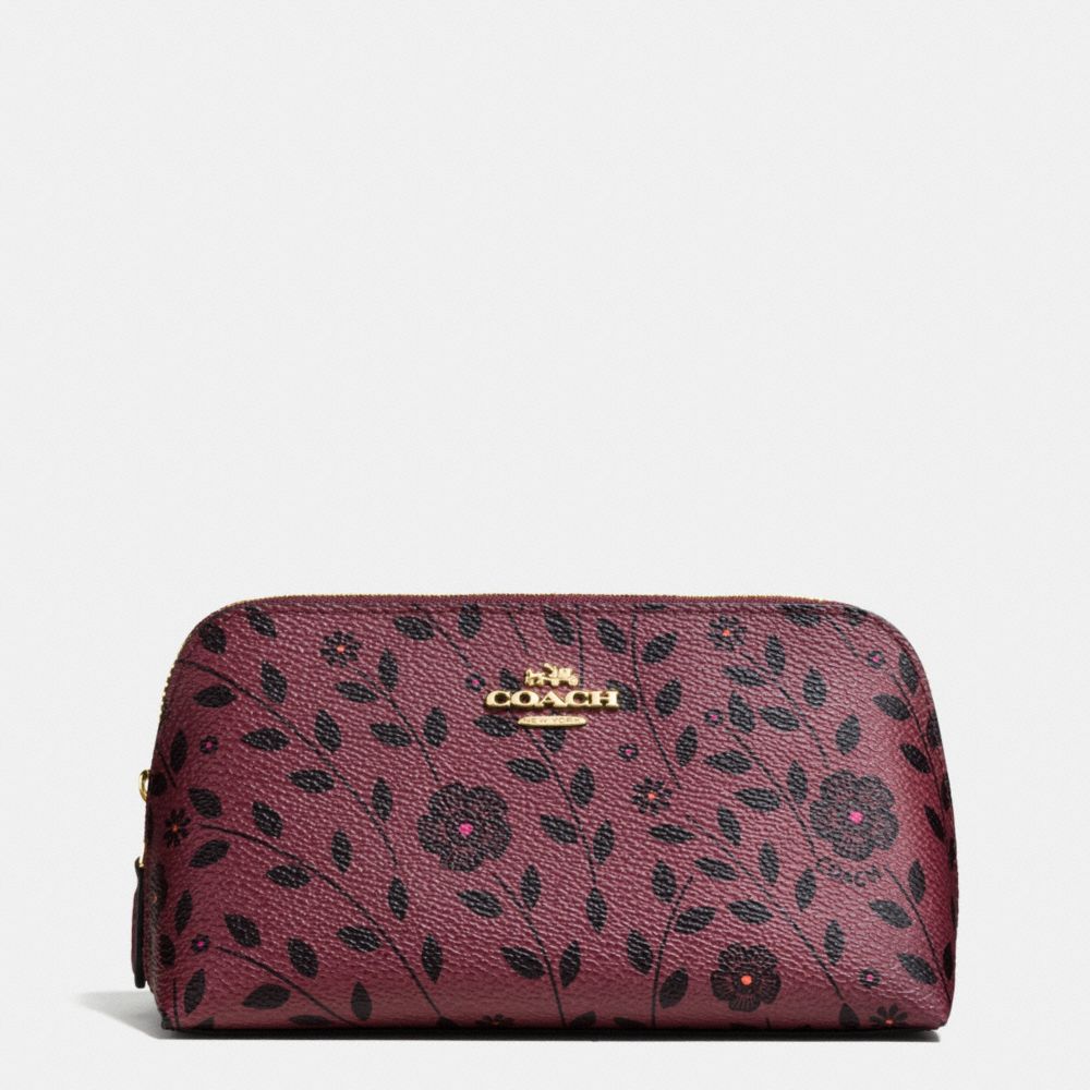 Cosmetic Case 17 In Willow Floral Print Coated Canvas