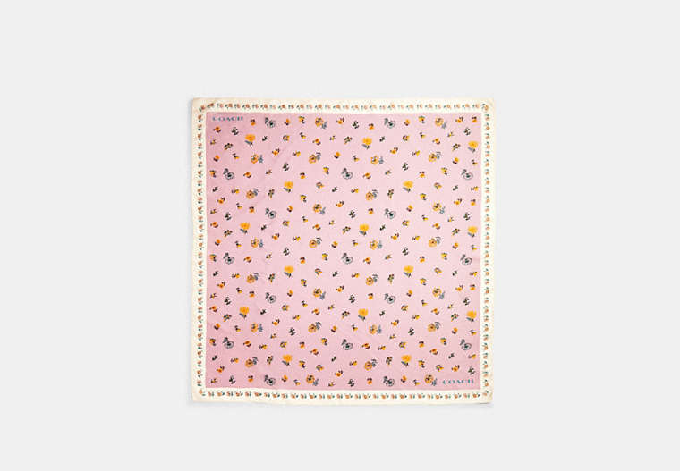 Écharpe carrée en soie avec imprimé floral Pissenlit