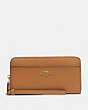 COACH®,ACCORDION ZIP WALLET WITH WRISTLET STRAP,Gold/LIGHT SADDLE,Front View