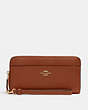 COACH®,ACCORDION ZIP WALLET WITH WRISTLET STRAP,Gold/Redwood,Front View