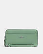 COACH®,ACCORDION ZIP WALLET WITH WRISTLET STRAP,Silver/Washed Green,Front View