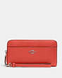 COACH®,ACCORDION ZIP WALLET WITH WRISTLET STRAP,Silver/TANGERINE,Front View