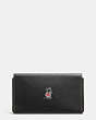 COACH®,MICKEY PHONE WALLET IN GLOVETANNED LEATHER,n/a,Black,Angle View