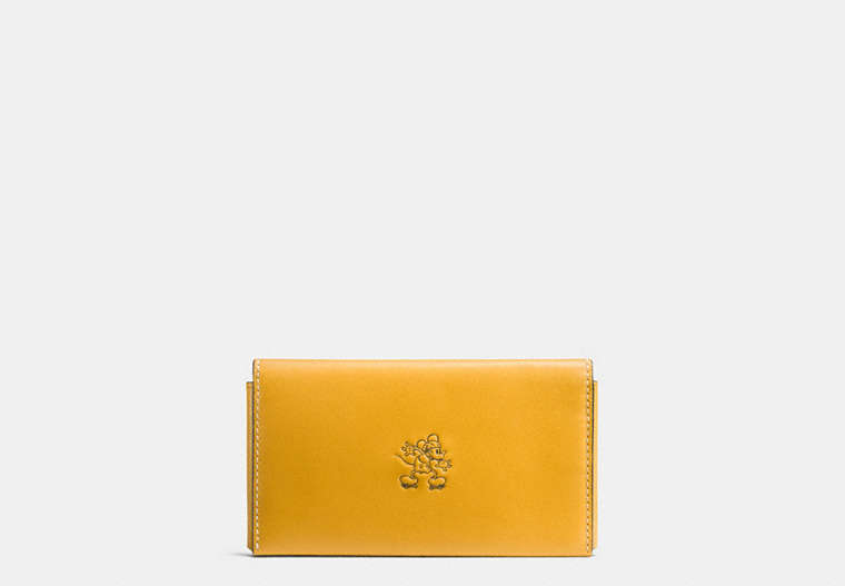 COACH®,MICKEY PHONE WALLET IN GLOVETANNED LEATHER,n/a,FLAX,Front View