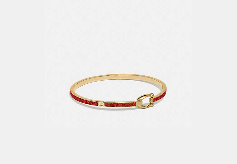 COACH®,GLITTER SIGNATURE HOOK BANGLE,Mixed Material,Electric Red,Front View