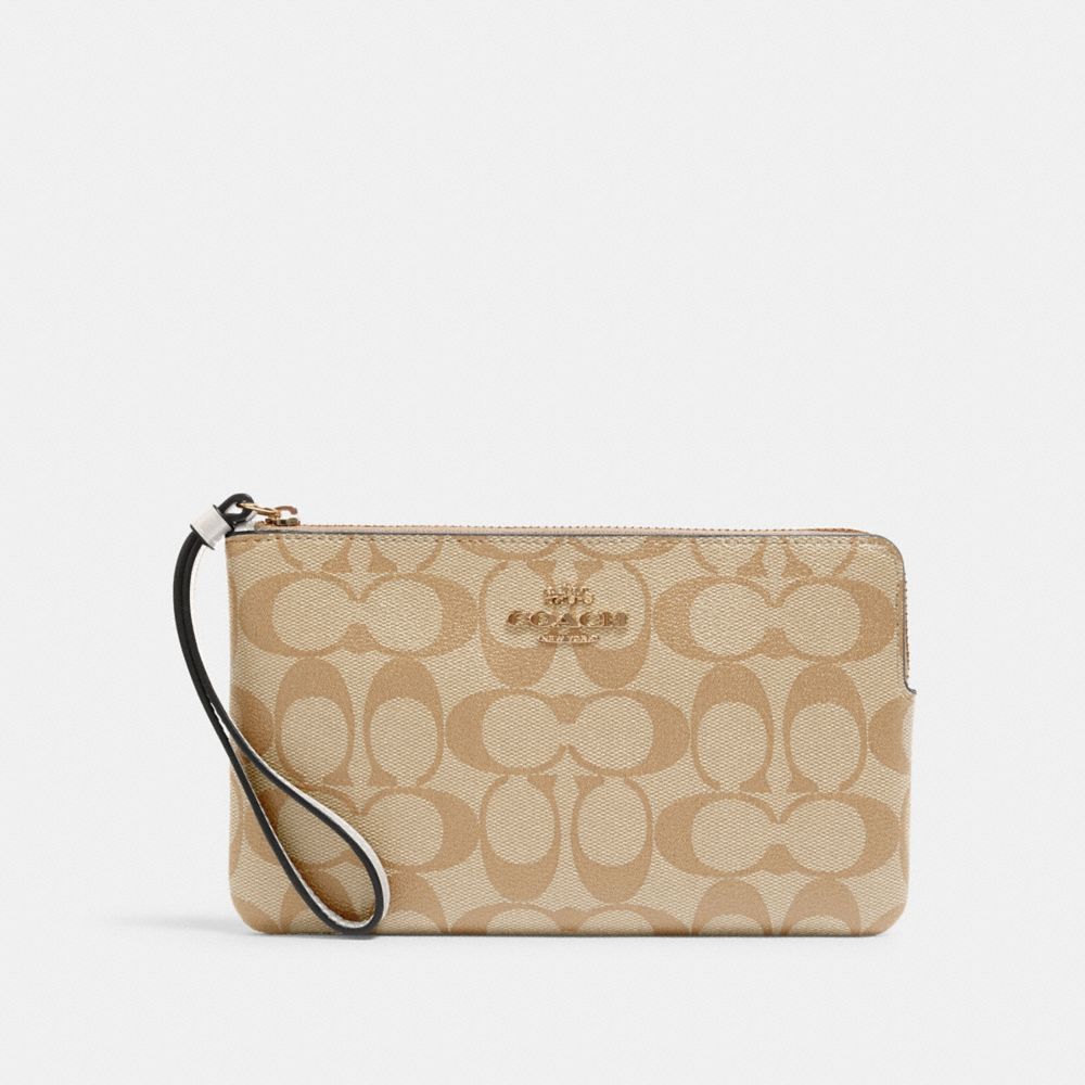 Coach Large Corner Zip Wristlet In Signature Canvas