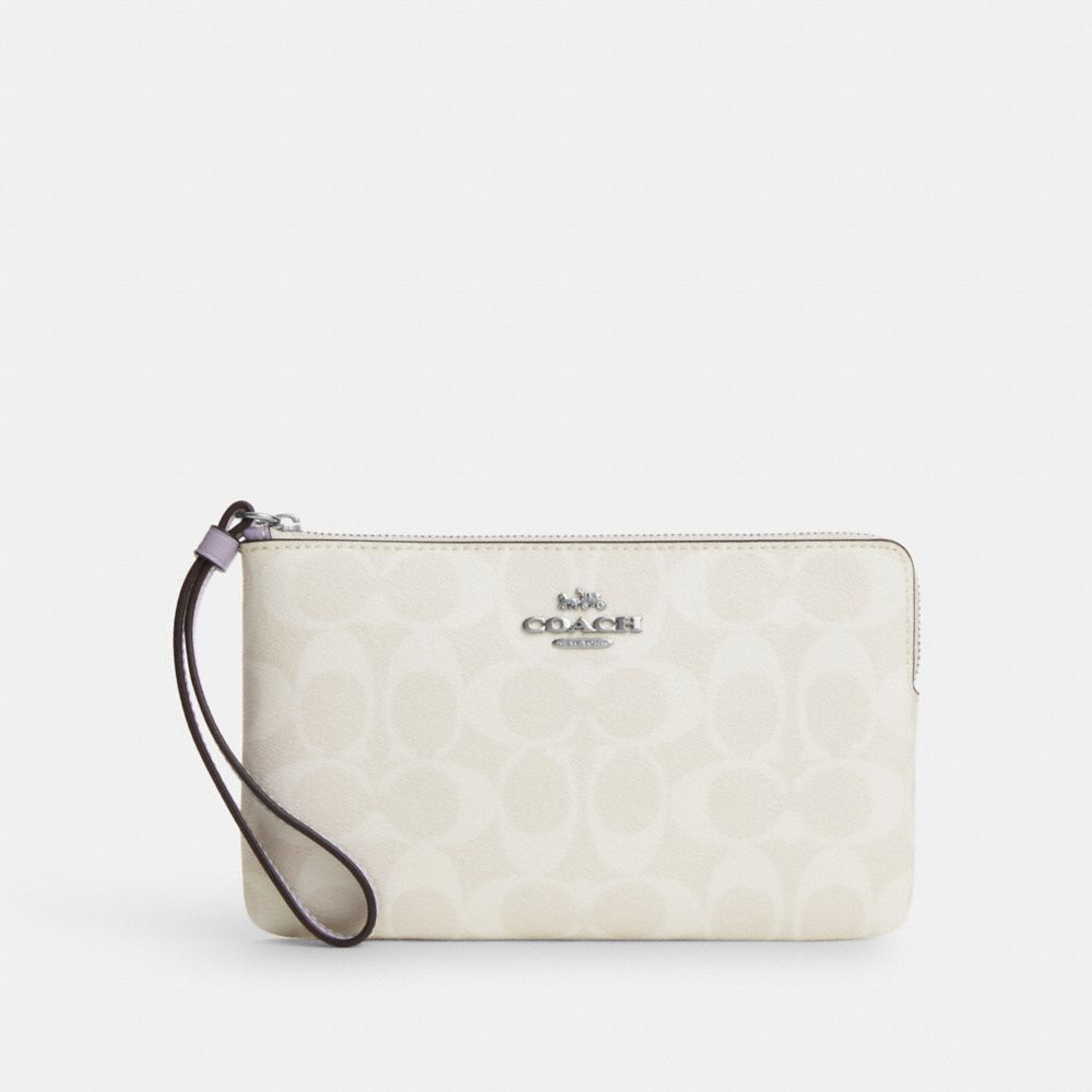 COACH® Outlet  Large Corner Zip Wristlet In Signature Canvas