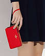 COACH®,DOUBLE CORNER ZIP WRISTLET,Pebbled Leather,Small,Gold/Electric Red,Detail View