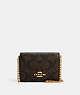 COACH®,MINI WALLET ON A CHAIN IN SIGNATURE CANVAS,pvc,Mini,Gold/Brown Black,Front View