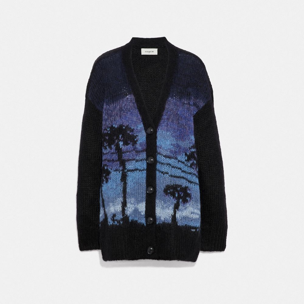 Palm Tree Intarsia Cardigan