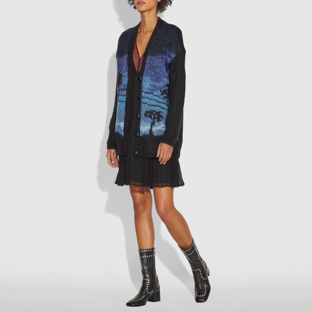 Palm Tree Intarsia Cardigan