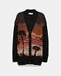 COACH®,PALM TREE INTARSIA CARDIGAN,Mohair,Brown,Front View